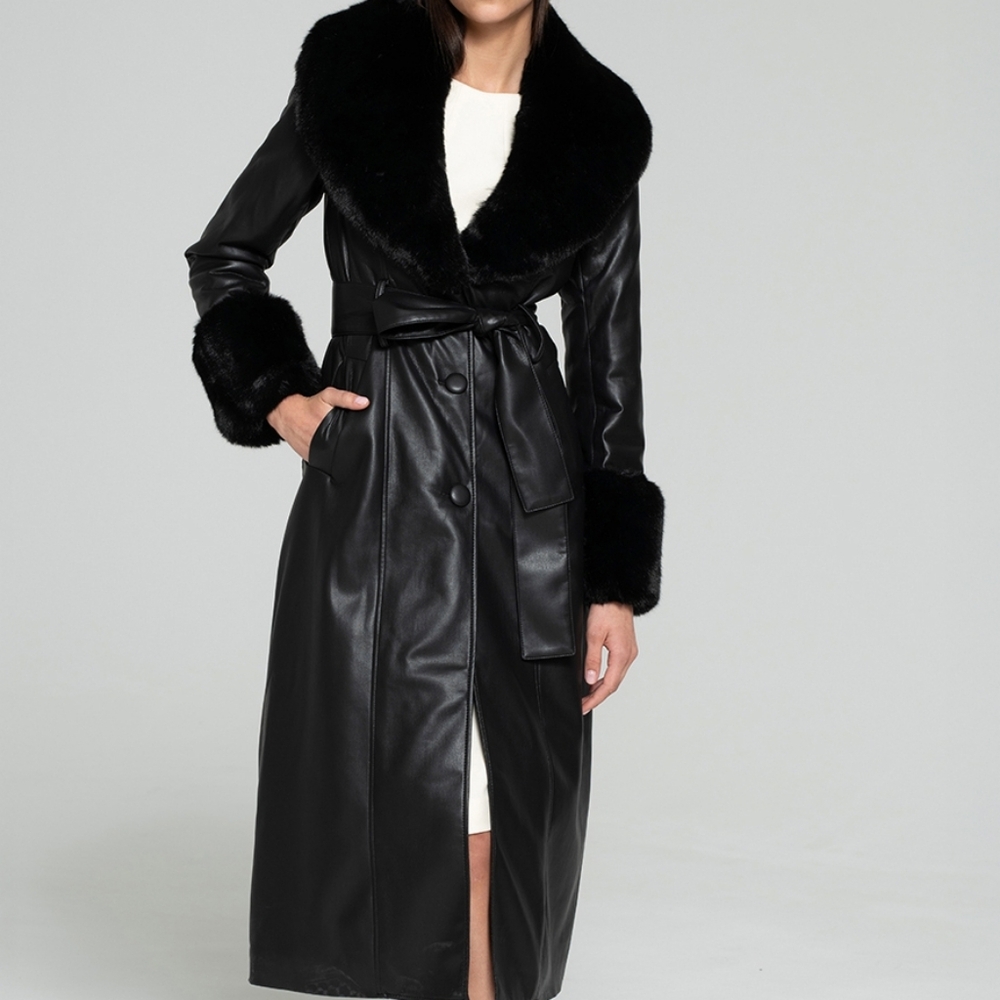 Generation Kiss Faux Fur Trim Coat